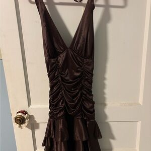 Princess Polly Brown Ruched Halter Sundress